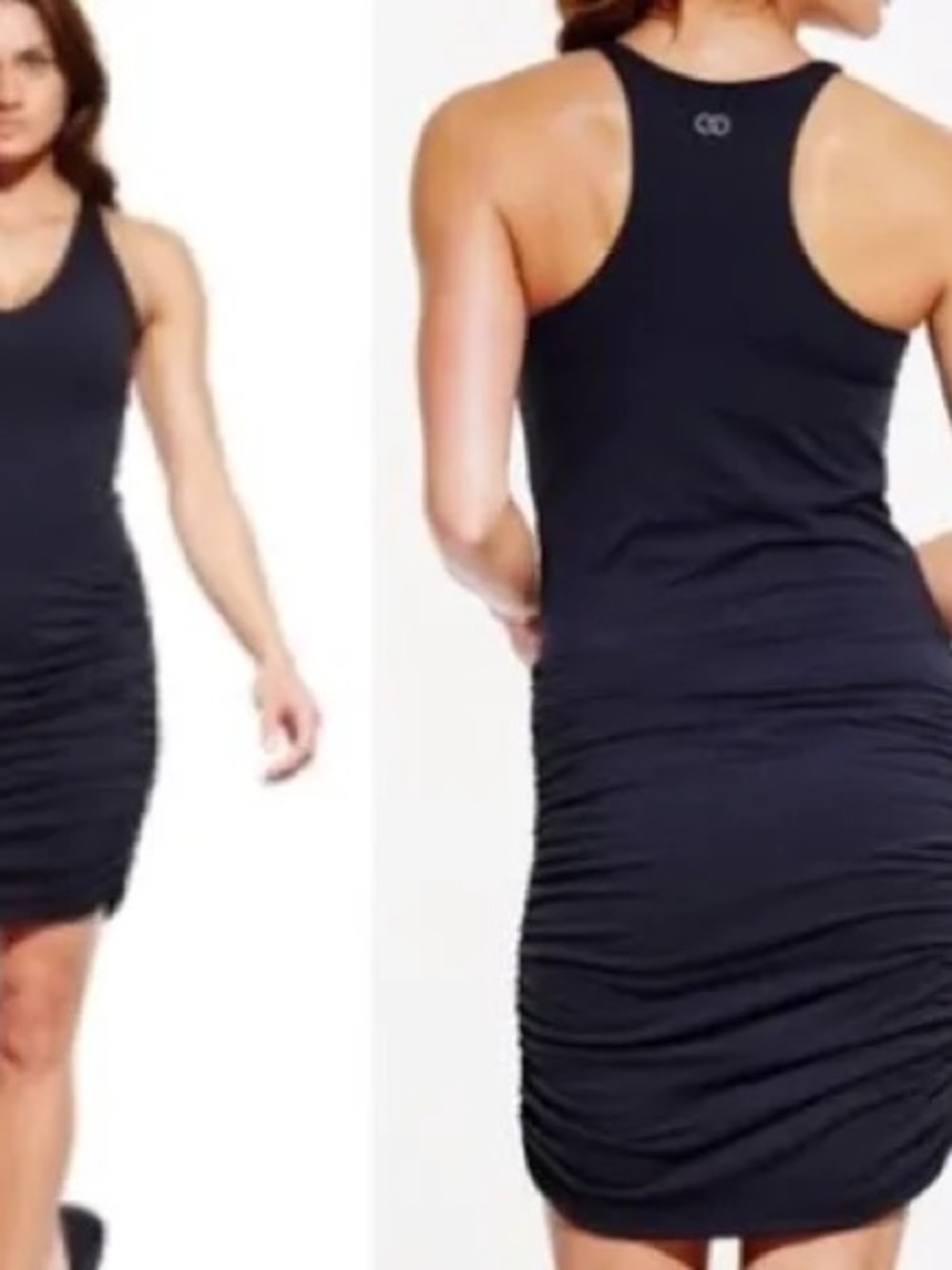 CALIA by Carrie Underwood Black Racerback Ruched Midi Dress